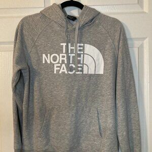 The North Face Women's Hoodie - Grey With White Logo - Size S